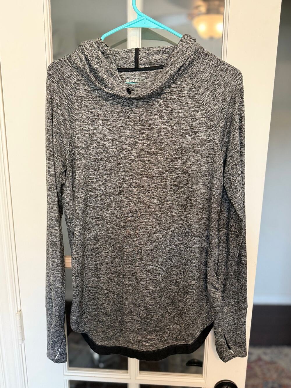 Athleta Uptempo Hoodie Small Gray Thumbholes UPF 50+